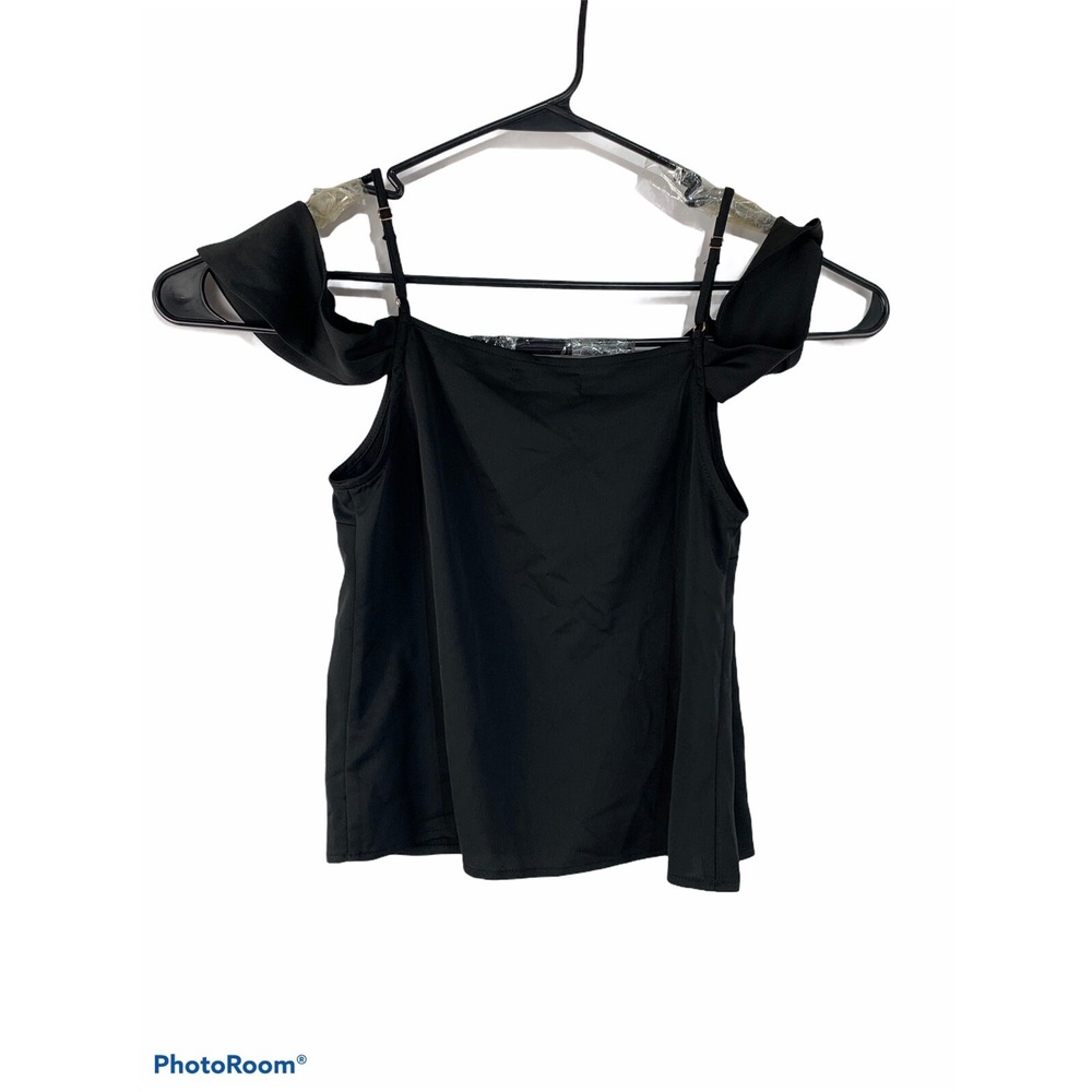 NWT Material Girl Womens Small Black Spaghetti Strap Crop Top - Picture 7 of 7
